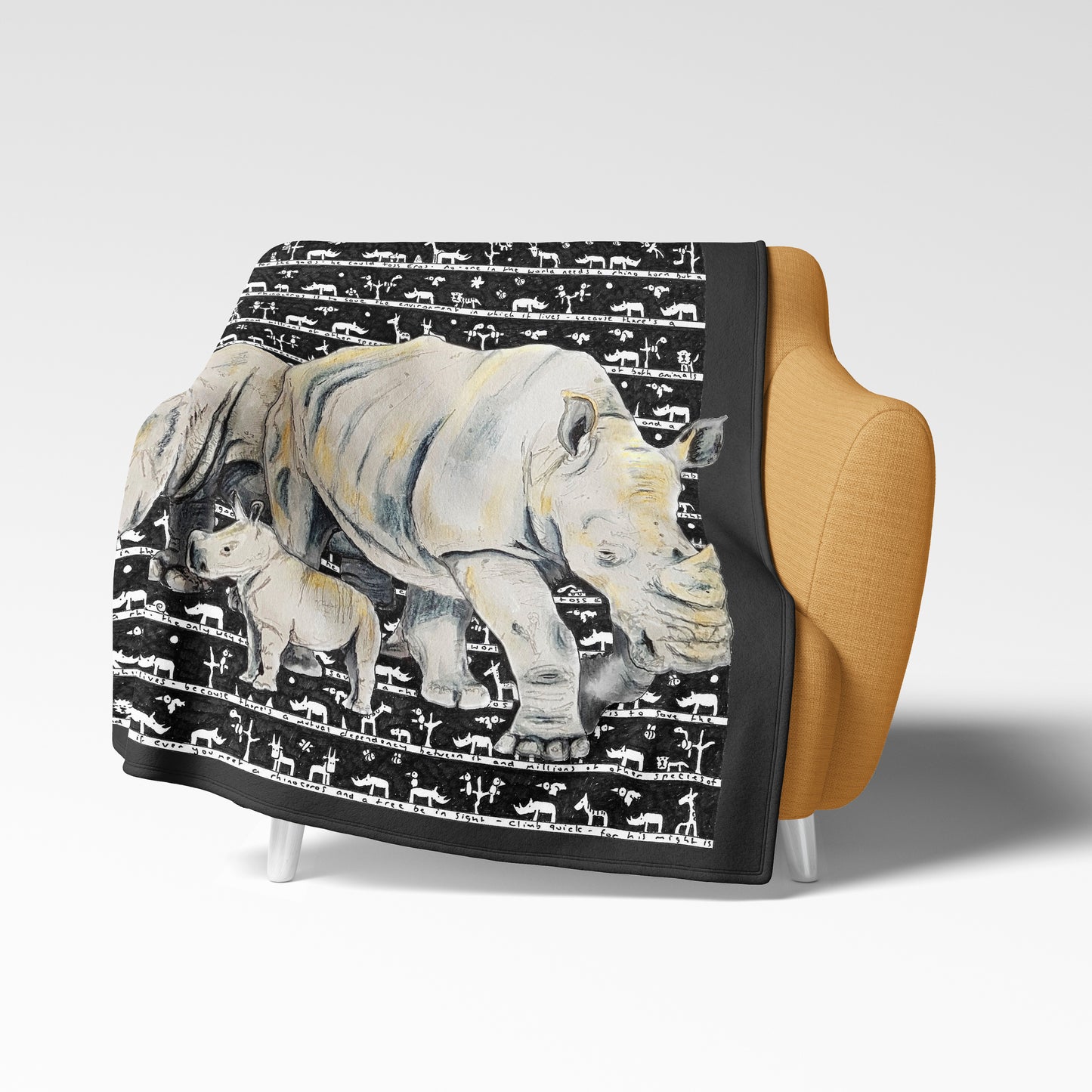 Rhino Fleece Blanket - The Tiny Art Co