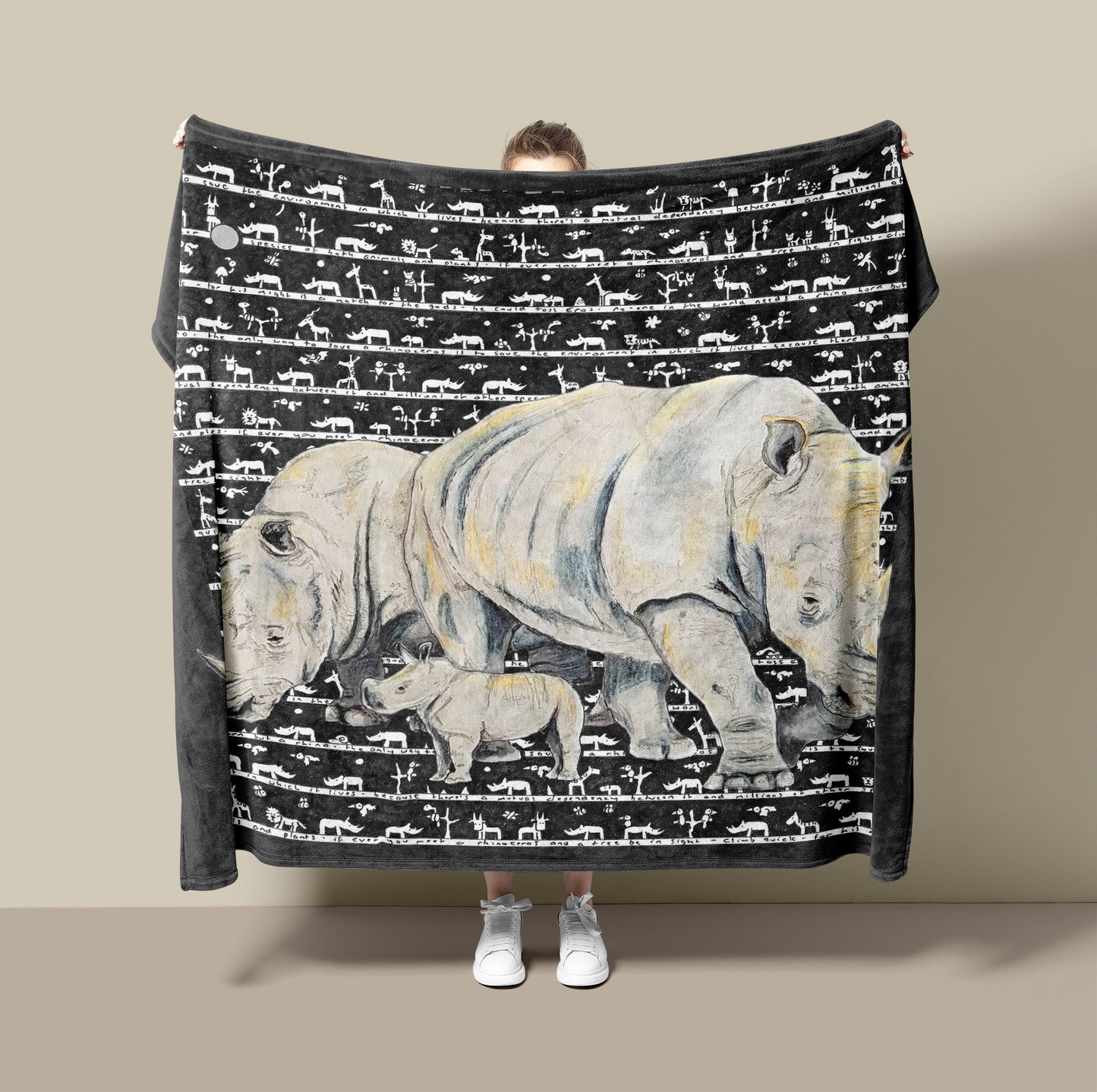 Rhino Fleece Blanket - The Tiny Art Co