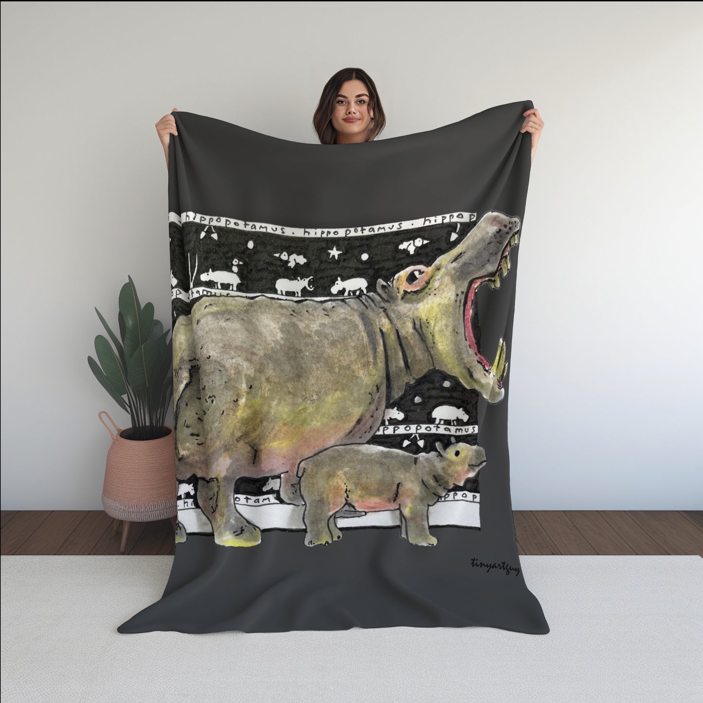 Hippo Fleece Blanket