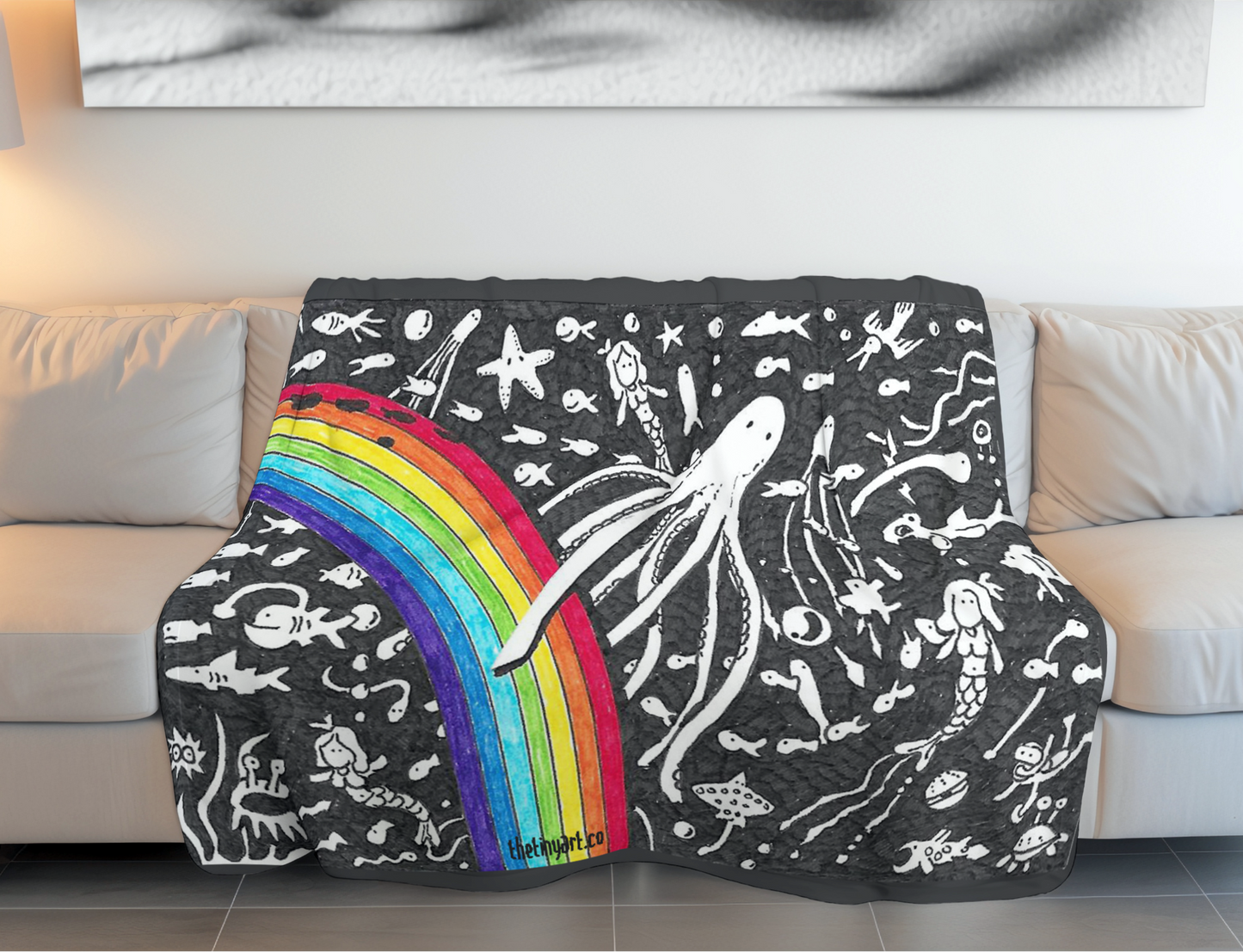 Mermaids and Rainbows Fleece Blanket