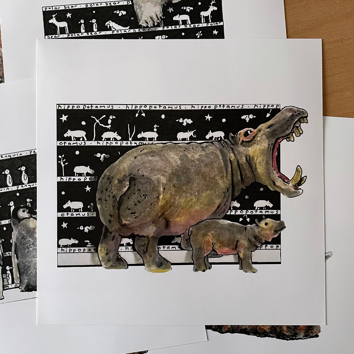 Hippo Square Print