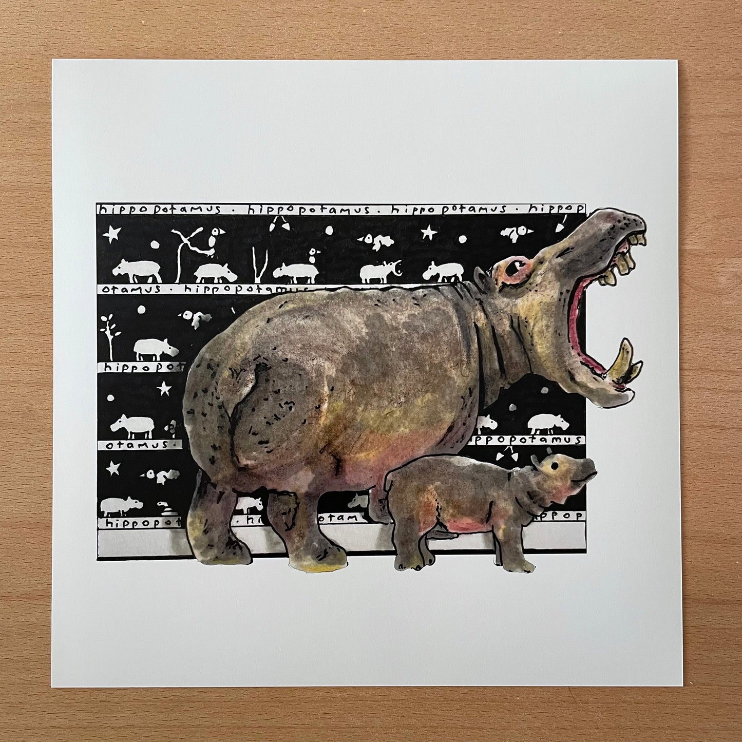 Hippo Square Print