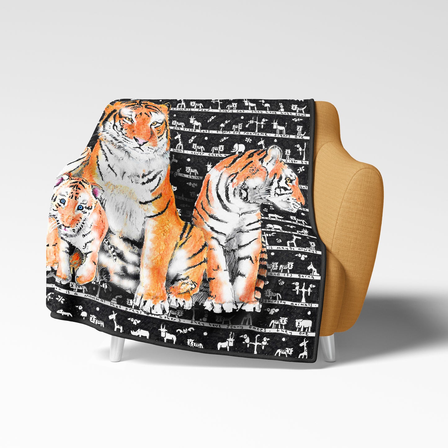 Tiger Fleece Blanket NEW design - The Tiny Art Co