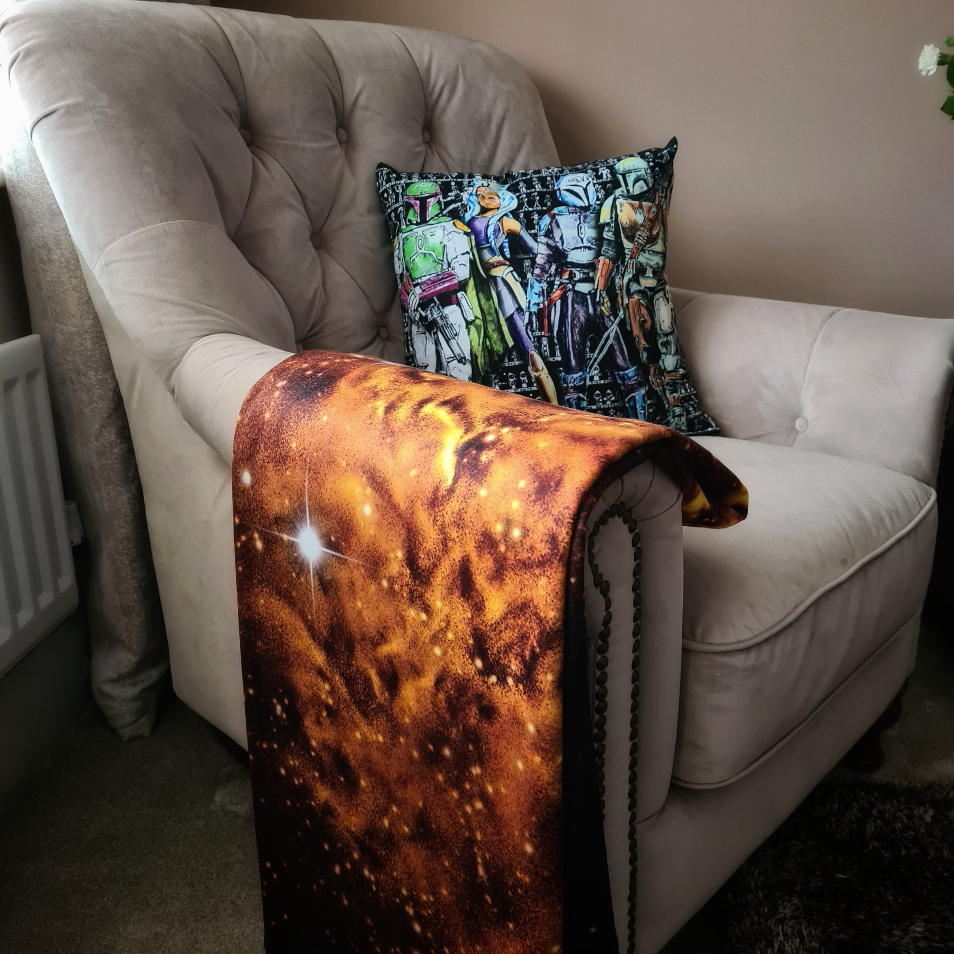 Space Blanket - Flaming Star Nebula Gold - The Tiny Art Co