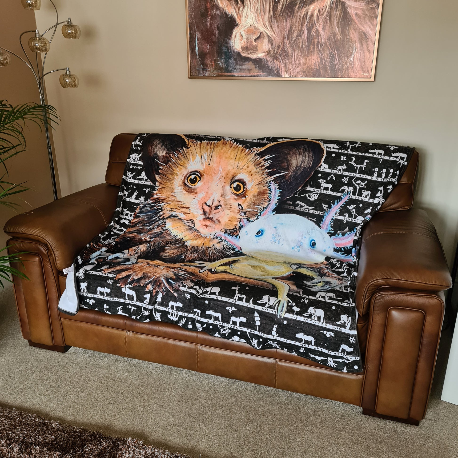 Aye Aye Axolotl Fleece Blanket - The Tiny Art Co