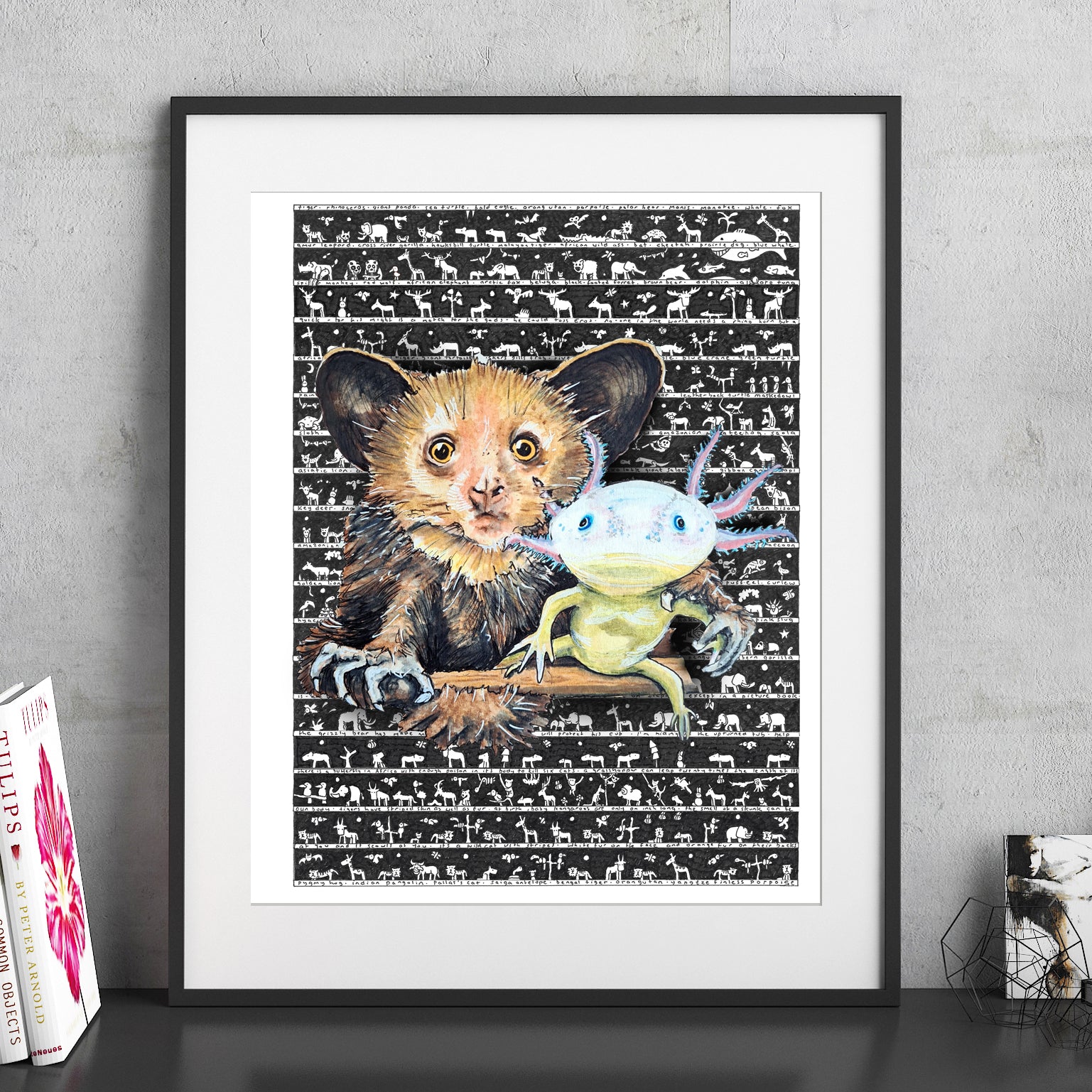 Aye Aye Axolotl Fine Art Print - The Tiny Art Co