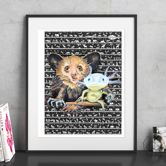 Aye Aye Axolotl Fine Art Print - The Tiny Art Co