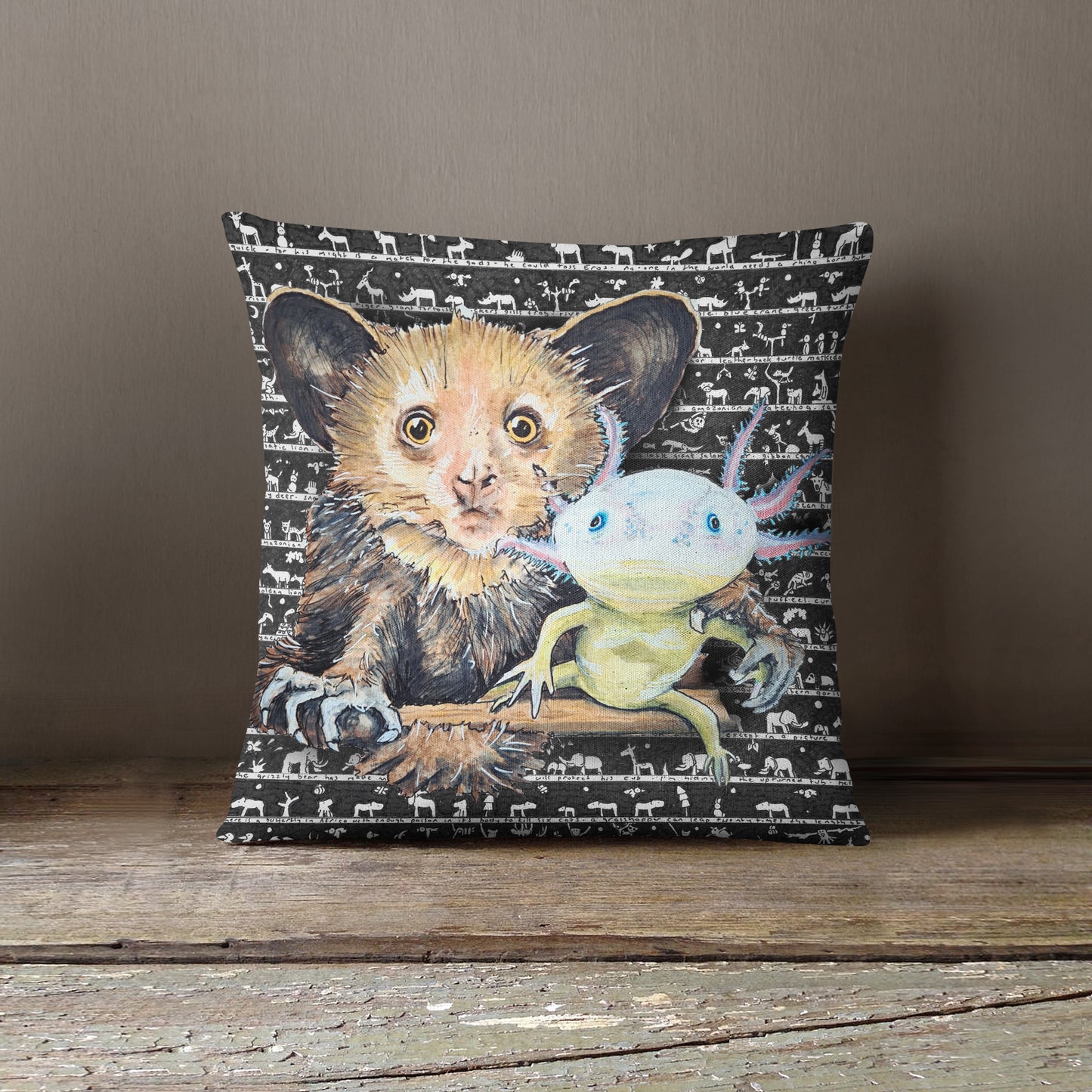 Axolotl Aye-Aye Cushion - The Tiny Art Co