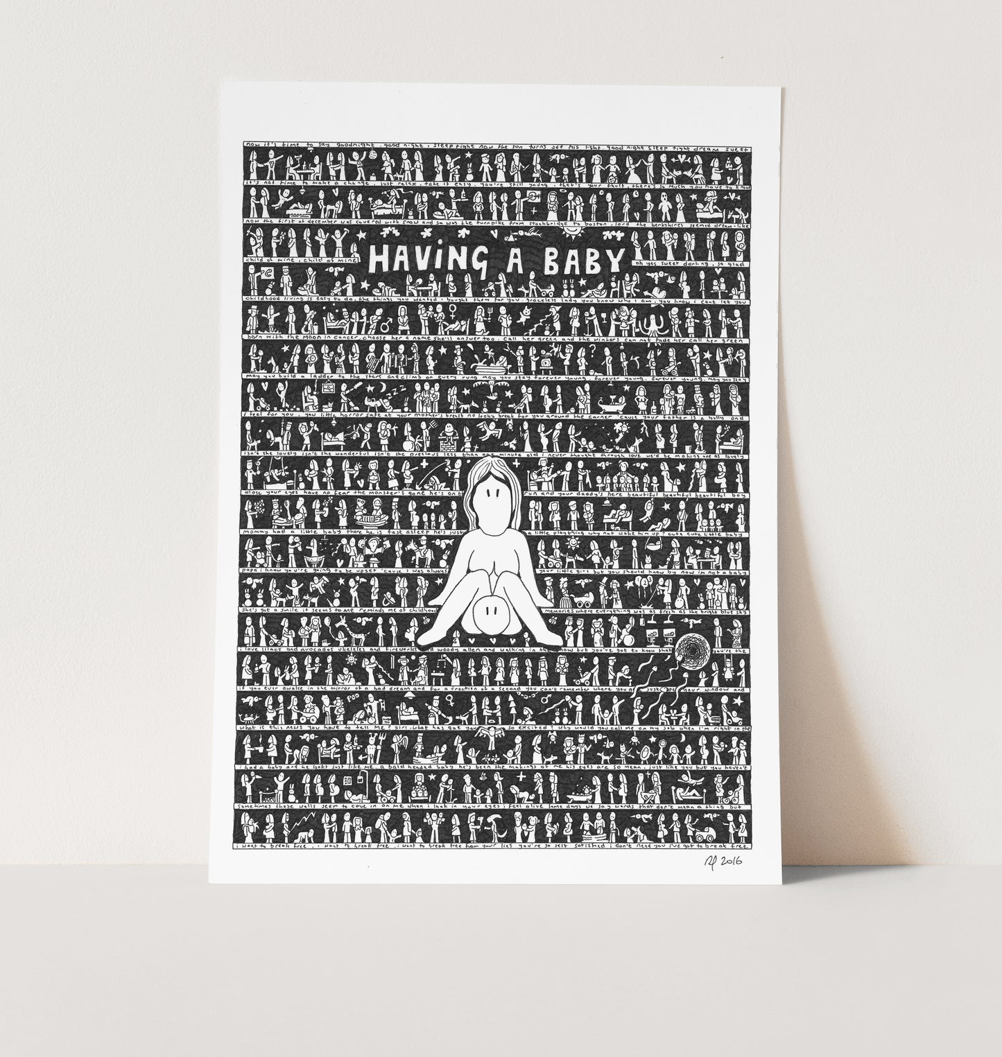 Having a Baby Original Art - The Tiny Art Co