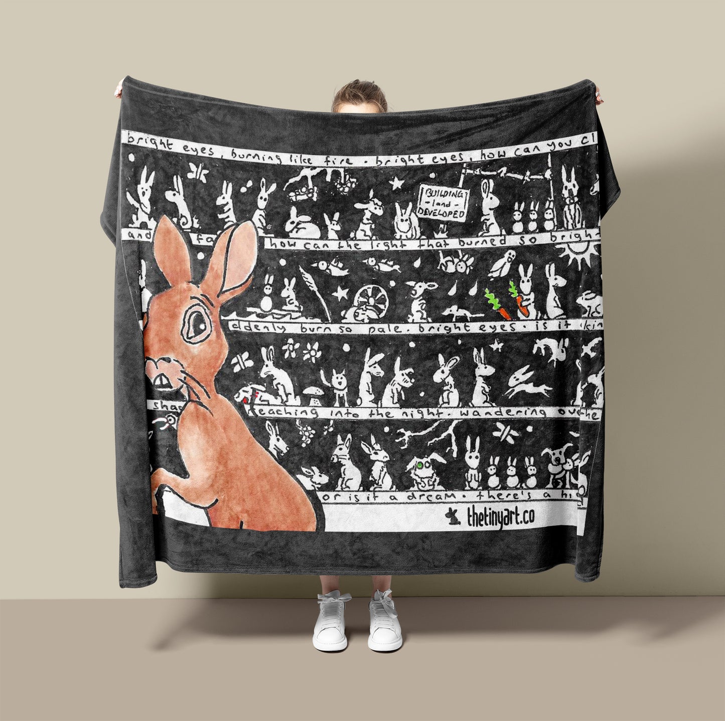 Rabbit Fleece Blanket - The Tiny Art Co