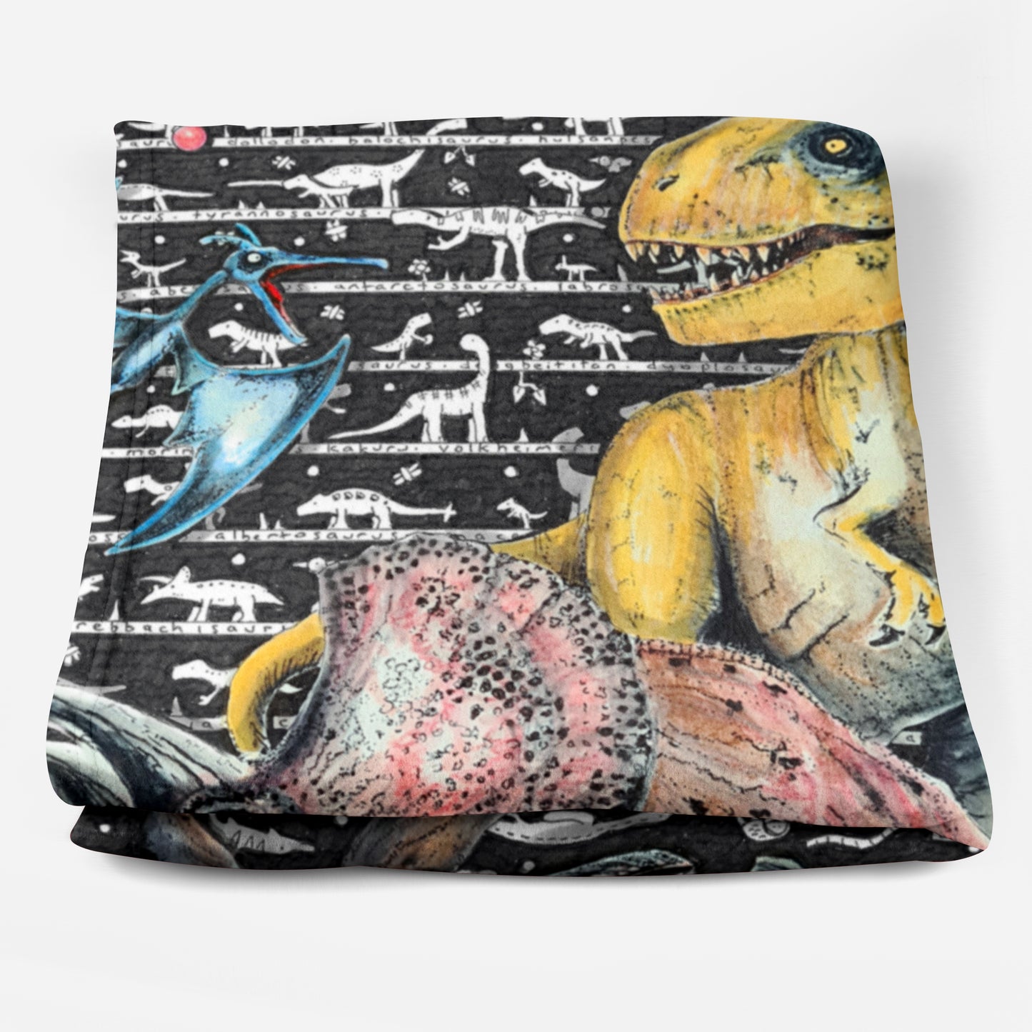 Dinosaur 3 Fleece Blanket - white - The Tiny Art Co