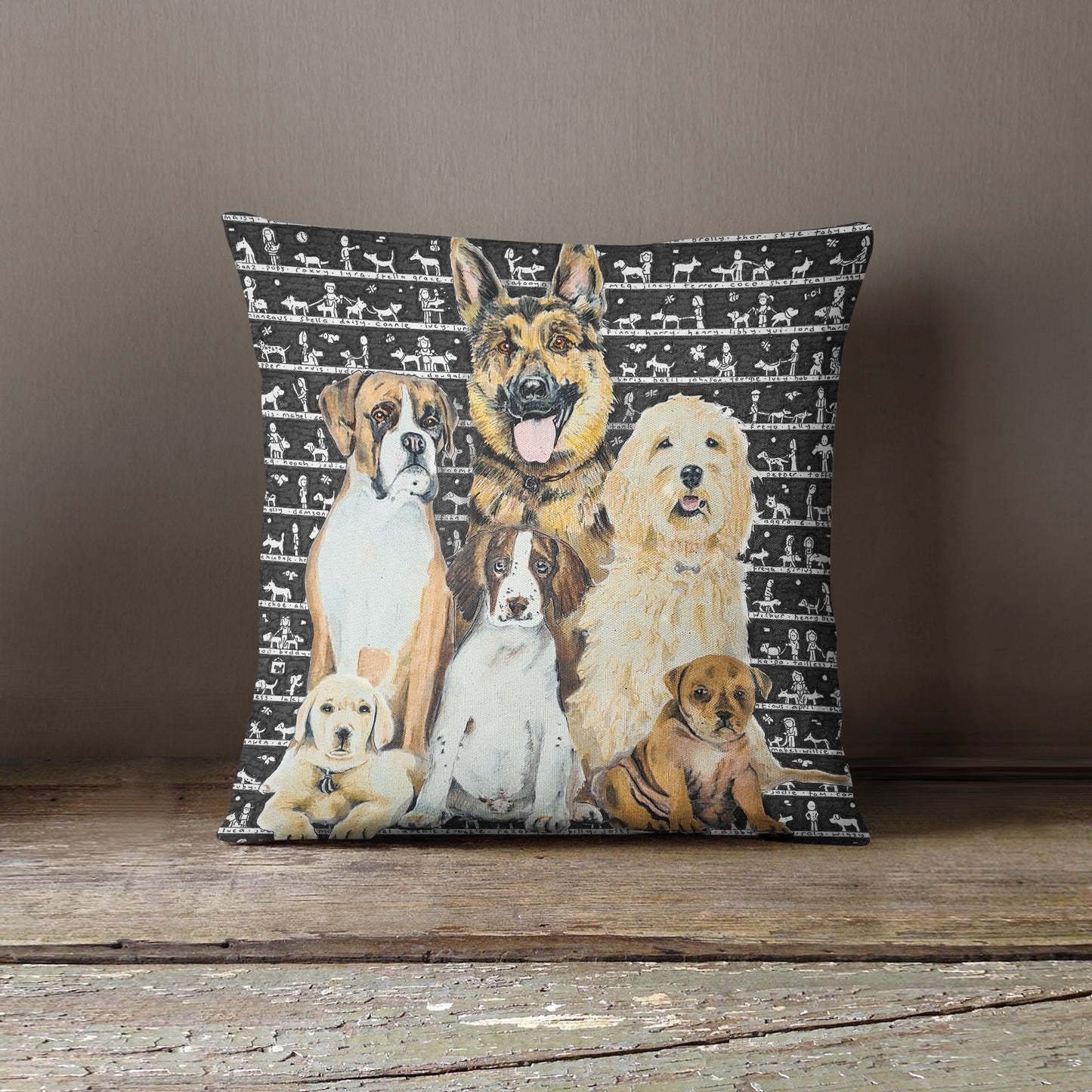 Dogs Cushion - The Tiny Art Co