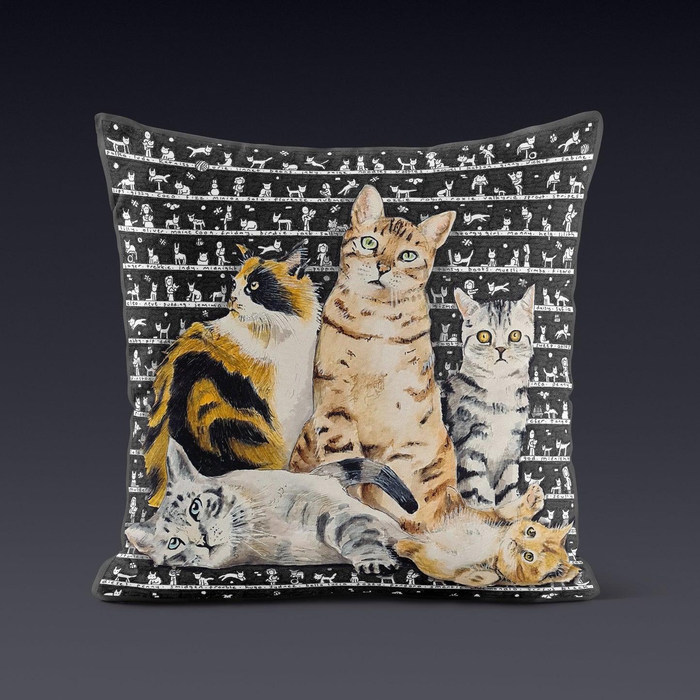 Cats Cushion - The Tiny Art Co