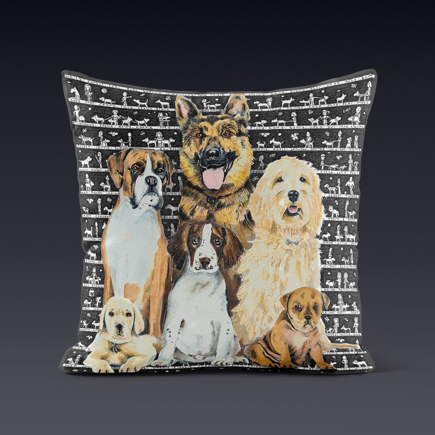 Dogs Cushion - The Tiny Art Co