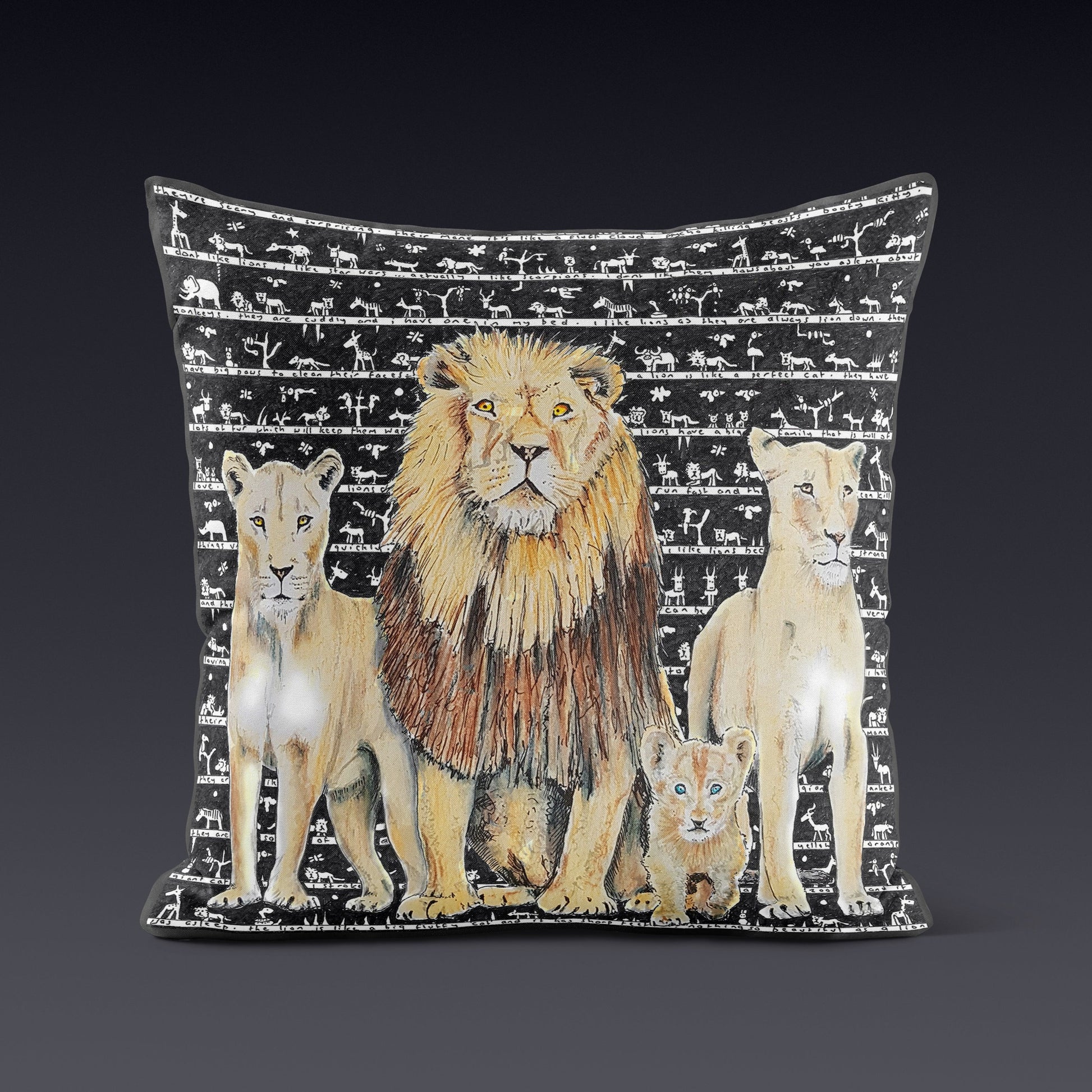 Lion  Cushion - The Tiny Art Co