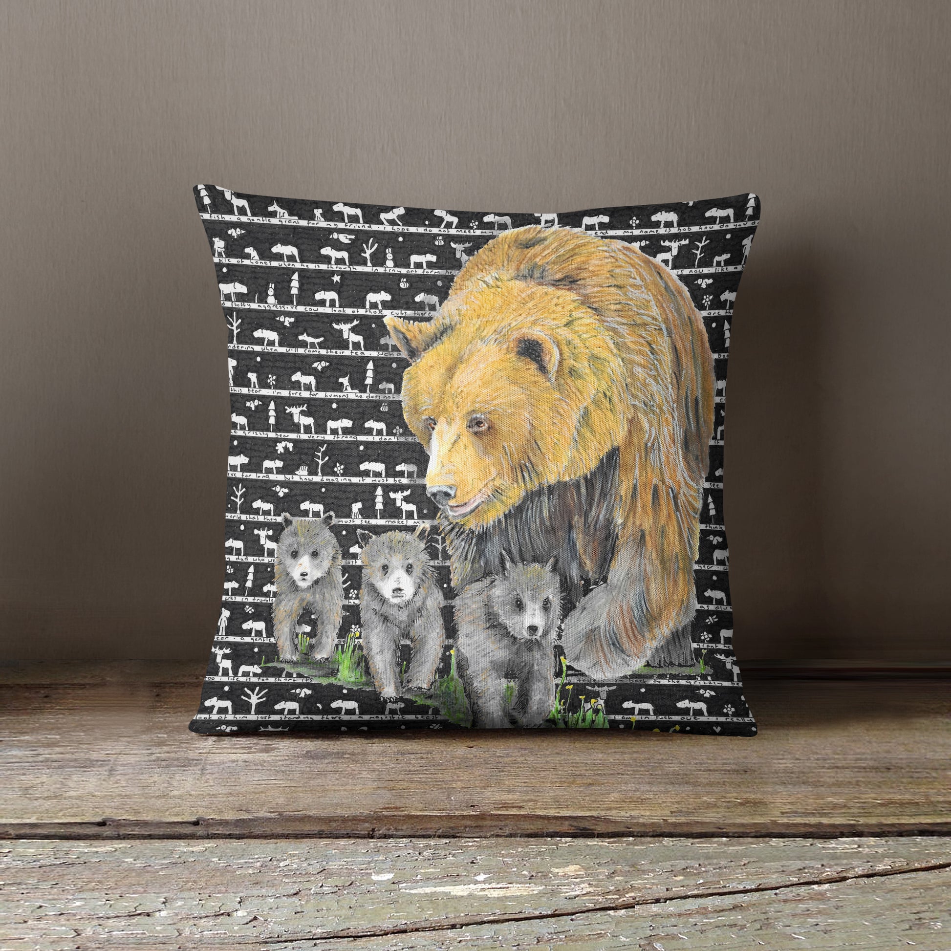 Grizzly Bear Cushion - The Tiny Art Co