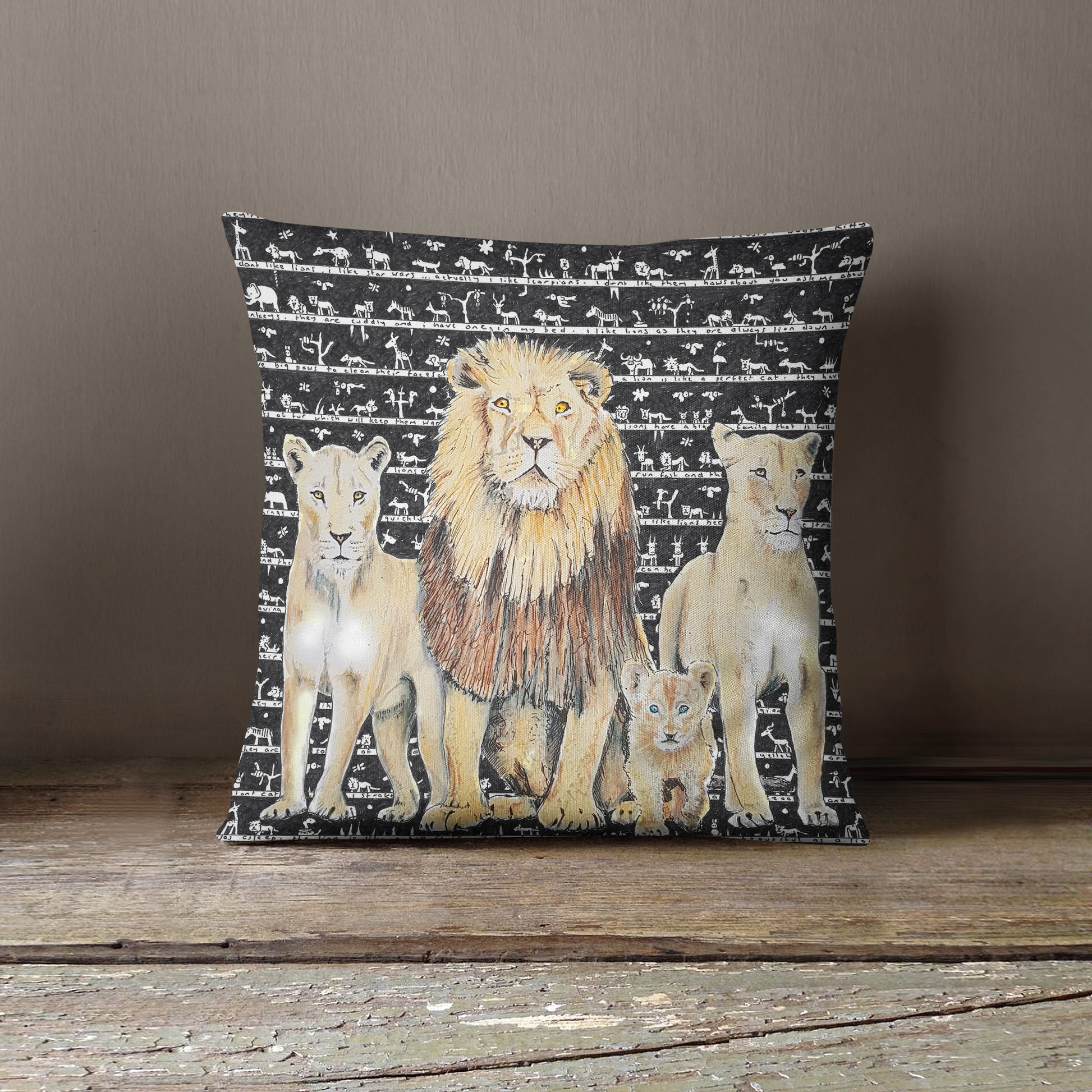Lion  Cushion - The Tiny Art Co