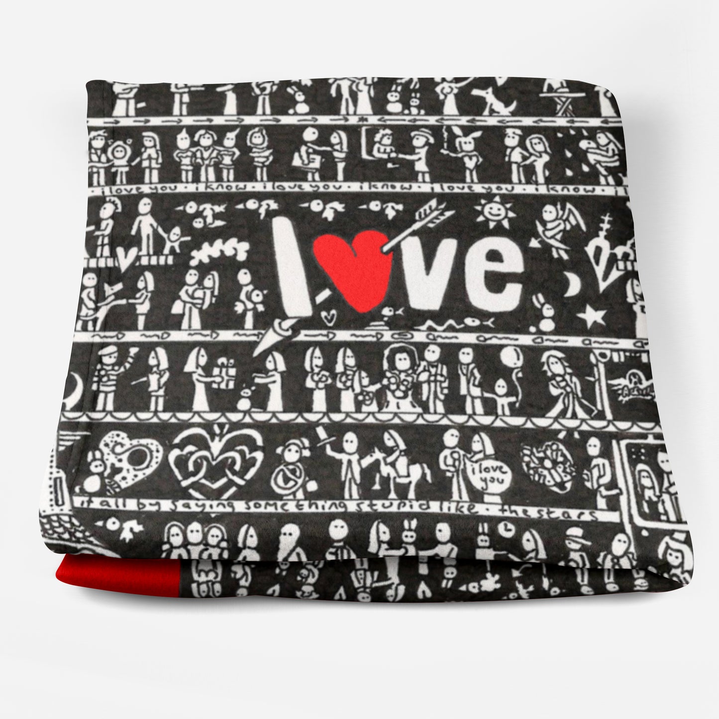 Love Fleece Blanket (red) - The Tiny Art Co