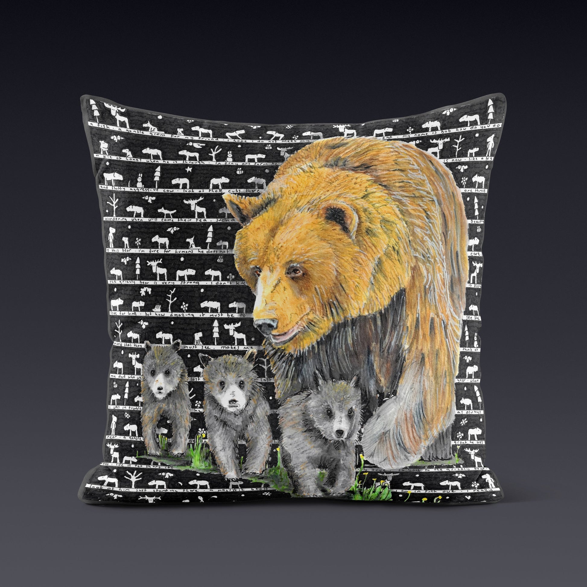 Grizzly Bear Cushion - The Tiny Art Co