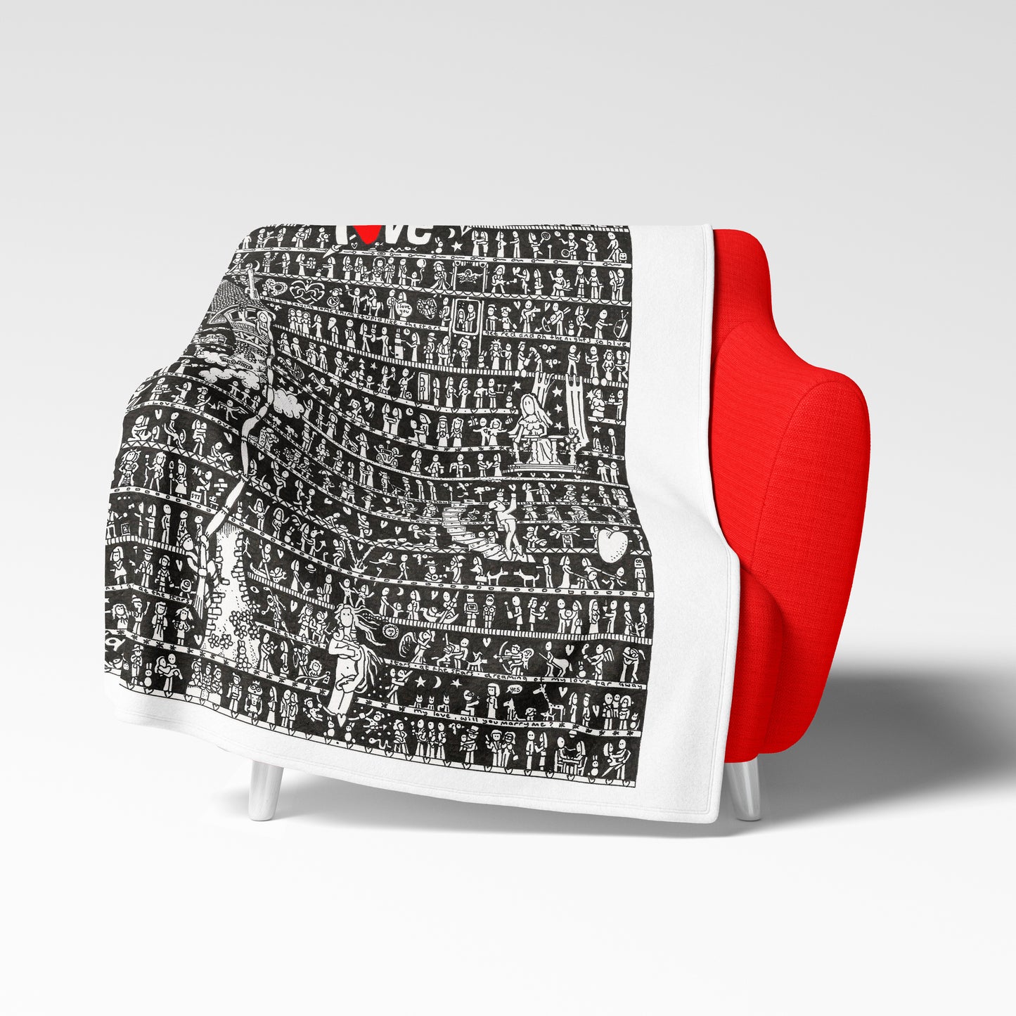 Love Fleece Blanket (white) - The Tiny Art Co