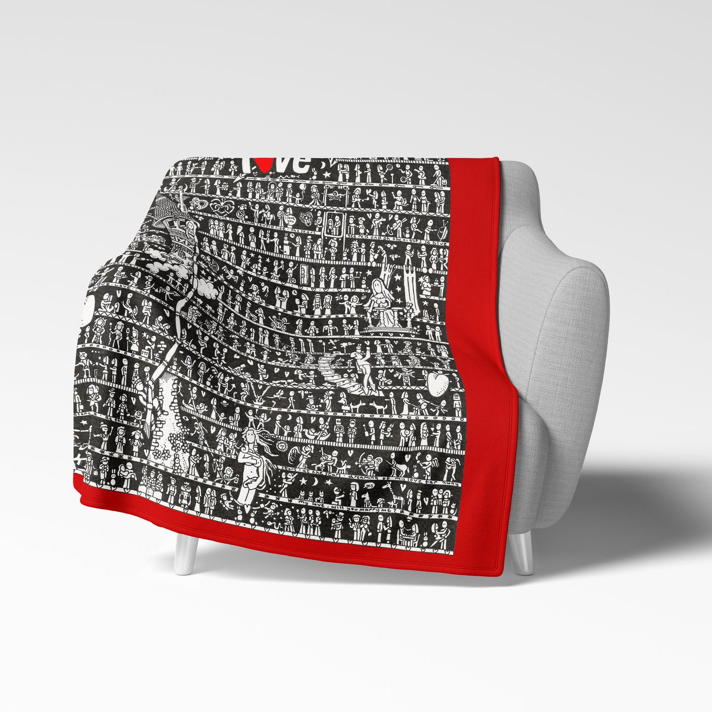 Love Fleece Blanket (red) - The Tiny Art Co