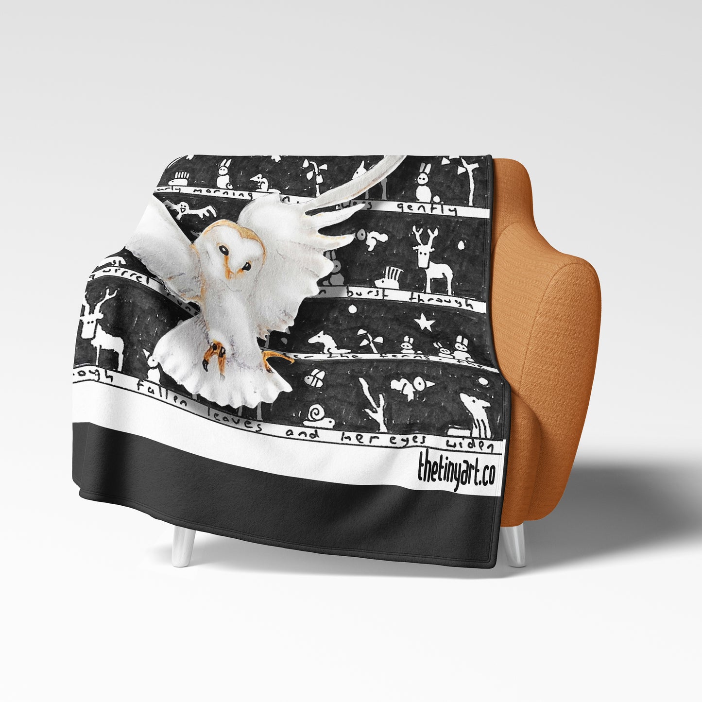 Owl Fleece Blanket - The Tiny Art Co