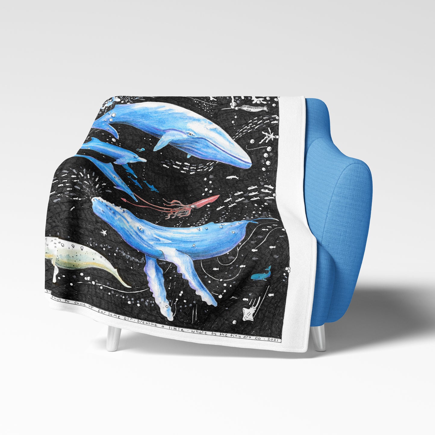 Whale Fleece Blanket - The Tiny Art Co