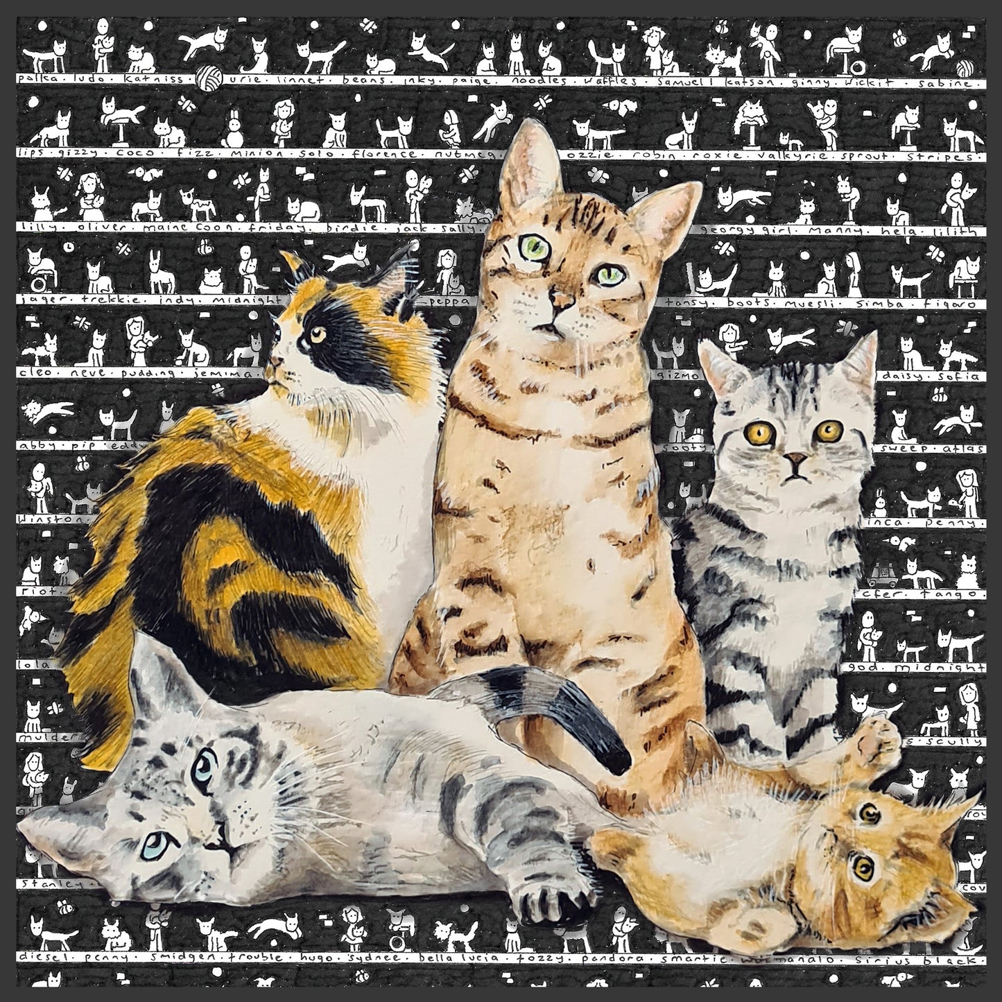 Cats Cushion - The Tiny Art Co
