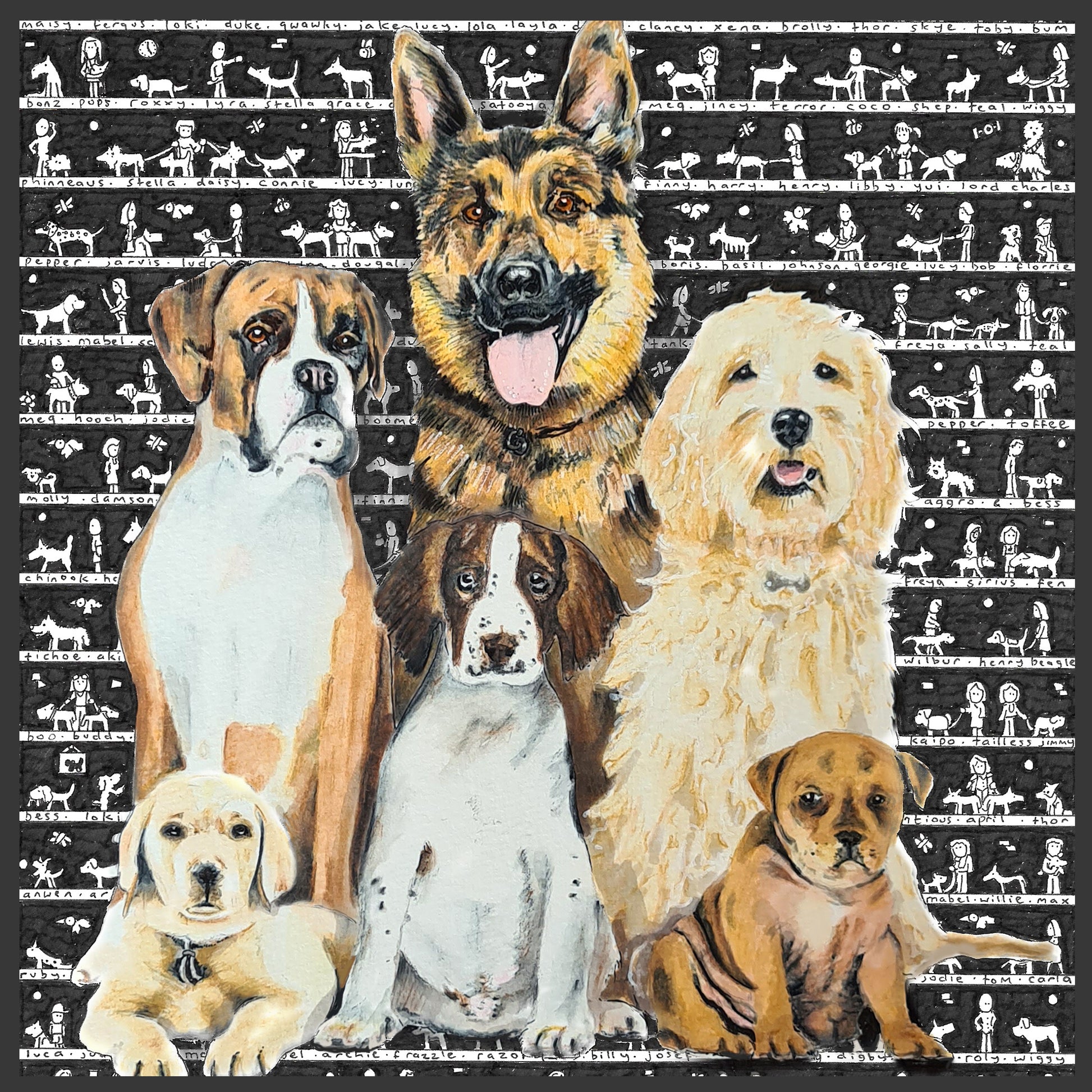 Dogs Cushion - The Tiny Art Co