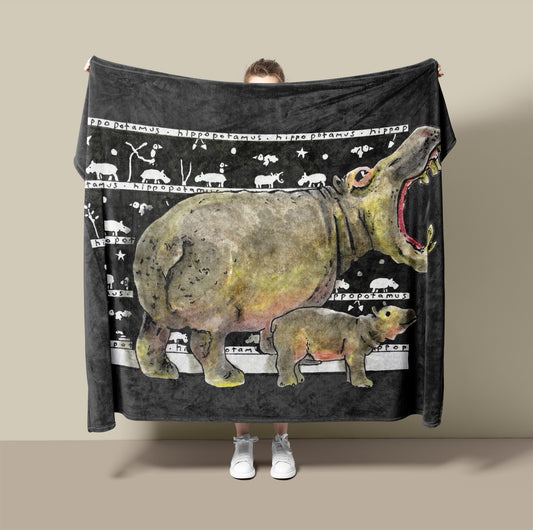Hippo Fleece Blanket