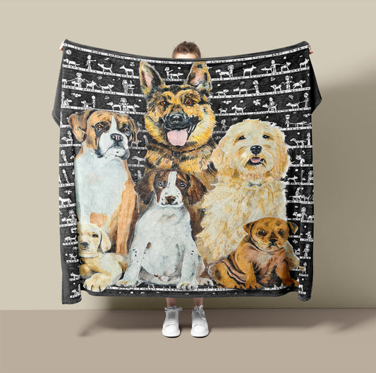 Dogs Fleece Blanket - The Tiny Art Co