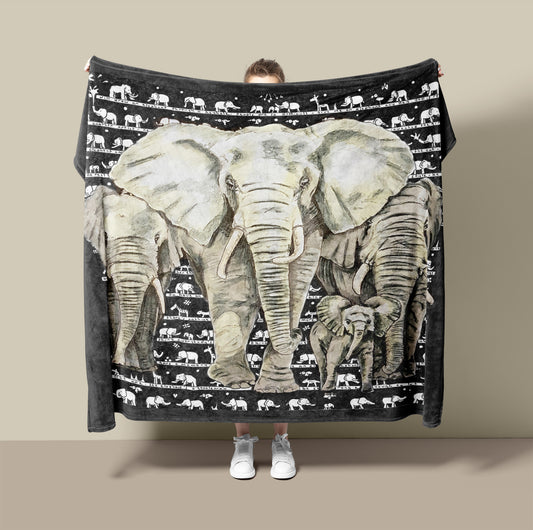 Elephant Fleece Blanket - The Tiny Art Co