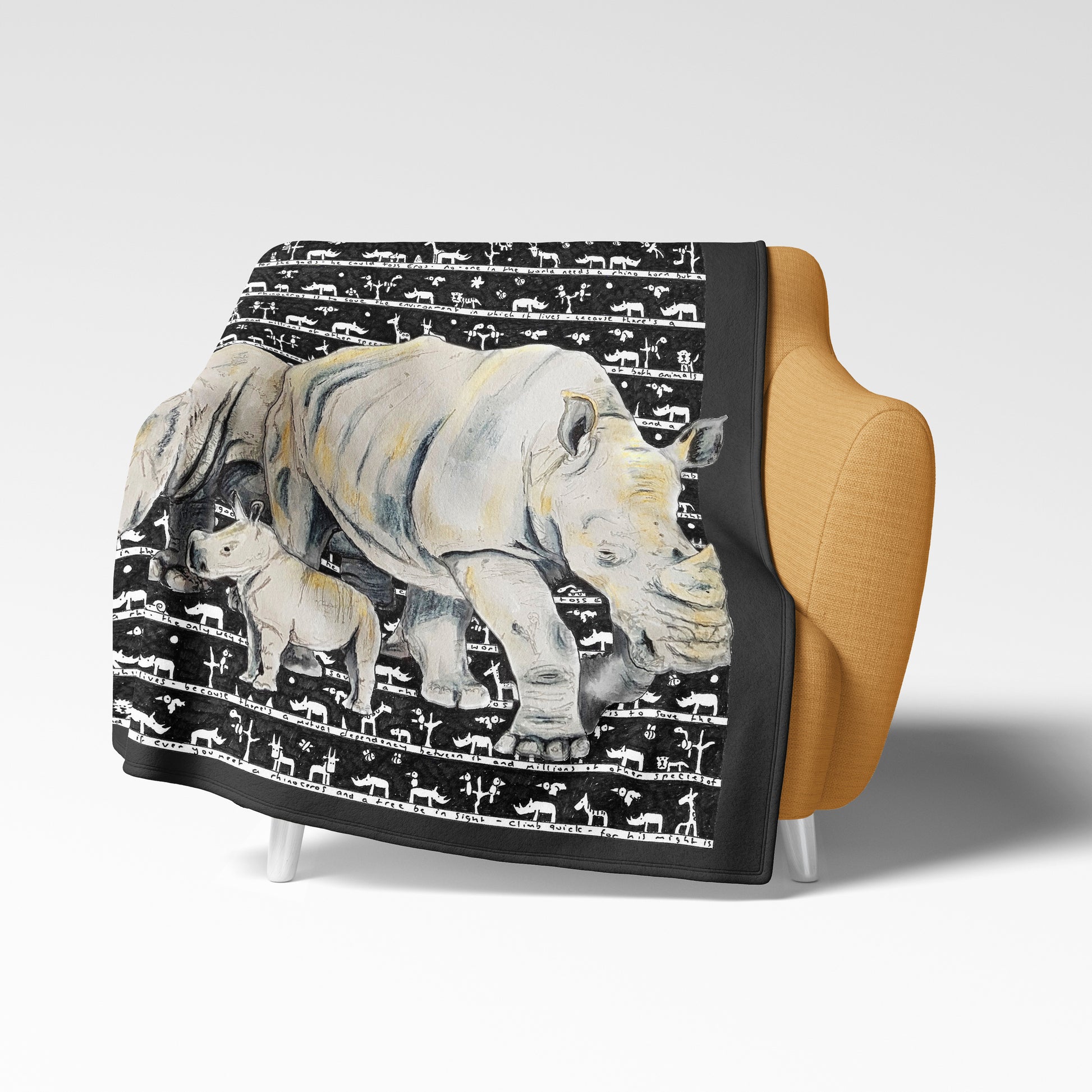 Rhino Fleece Blanket - The Tiny Art Co