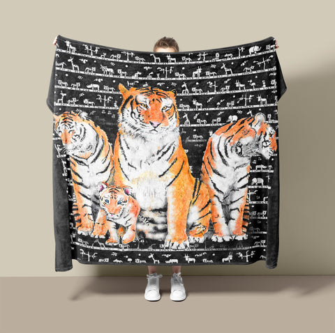 Tiger Fleece Blanket NEW design - The Tiny Art Co