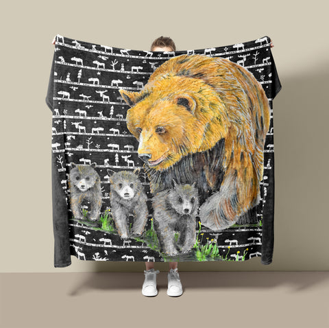 Grizzly Bear Fleece Blanket - New