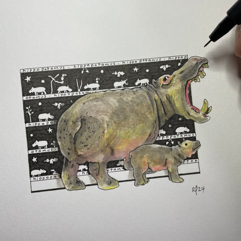 Hippo Original Art