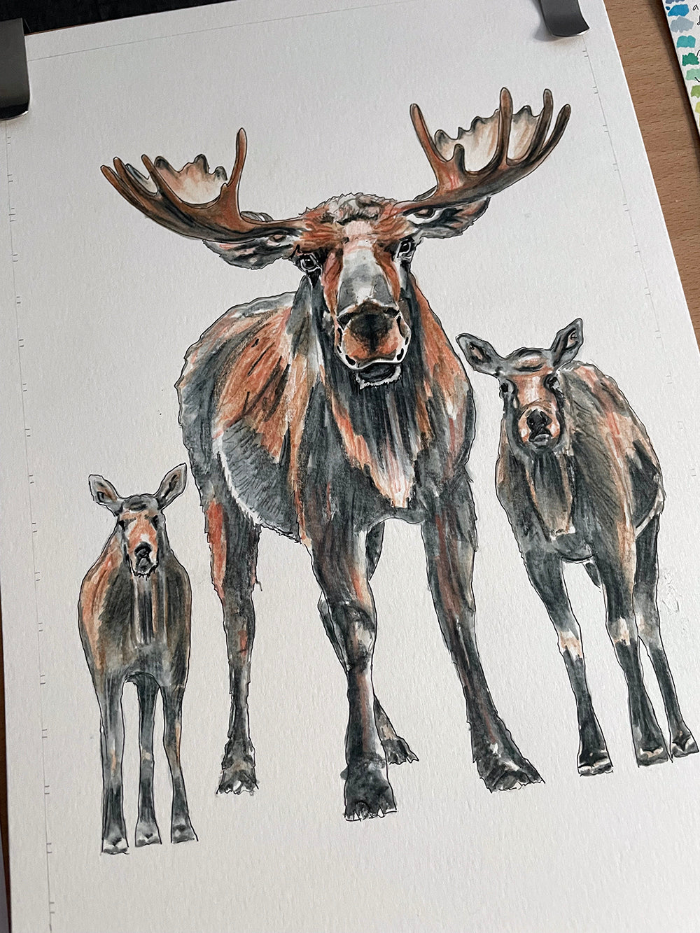 Moose Original Art - The Tiny Art Co