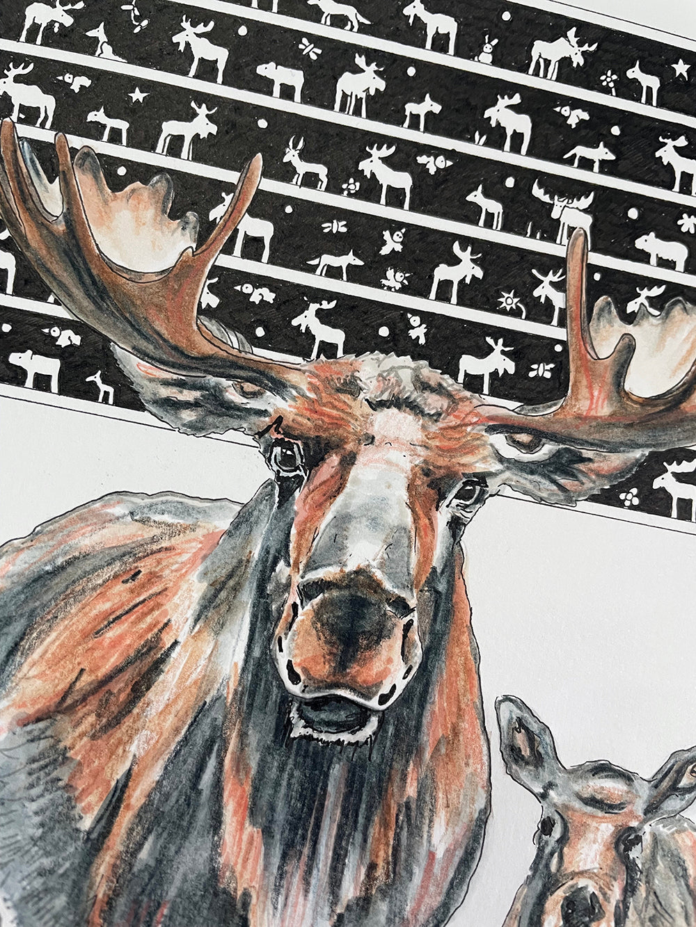 Moose Family Fleece Blanket - The Tiny Art Co