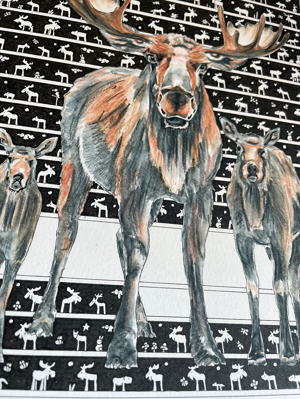 Moose Family Fleece Blanket - The Tiny Art Co