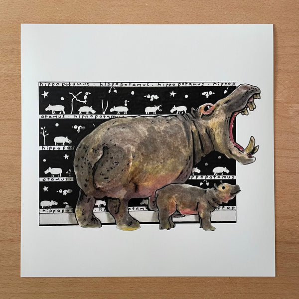 Hippo Square Print