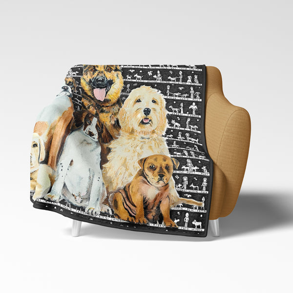 Dogs Fleece Blanket - The Tiny Art Co