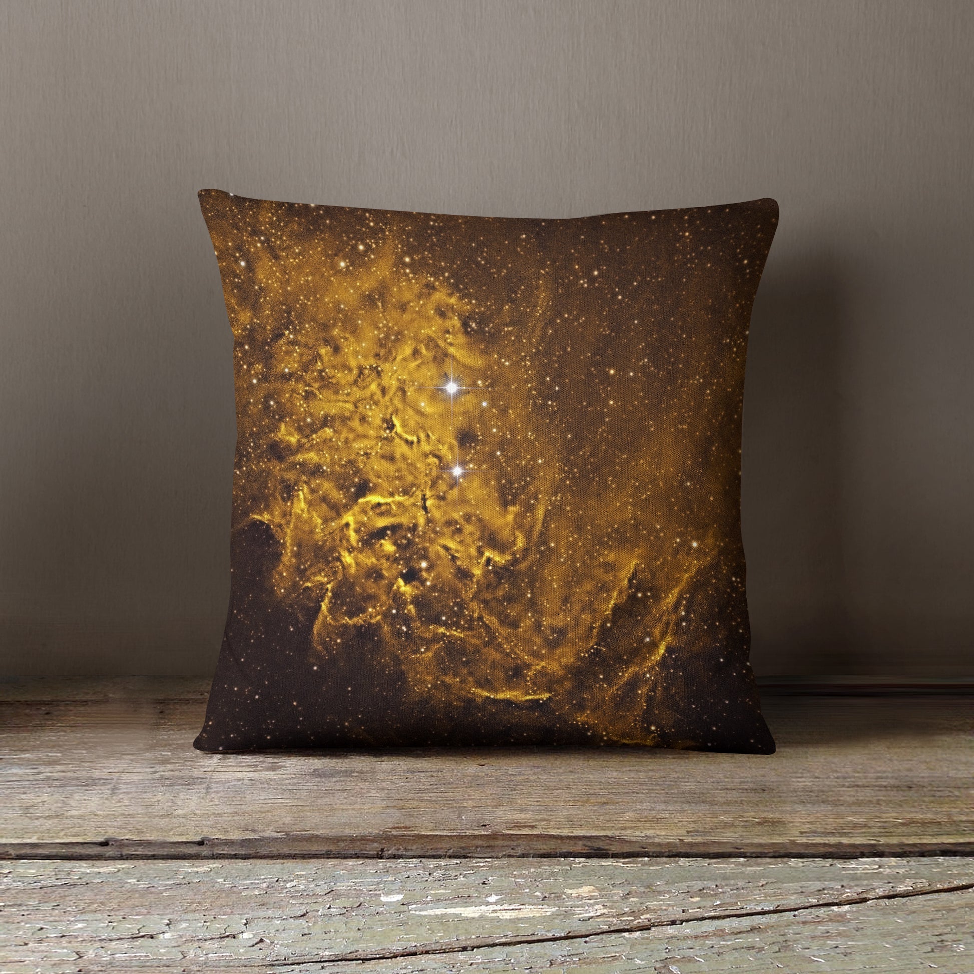 Space Cushion - Flaming Gold Star - The Tiny Art Co