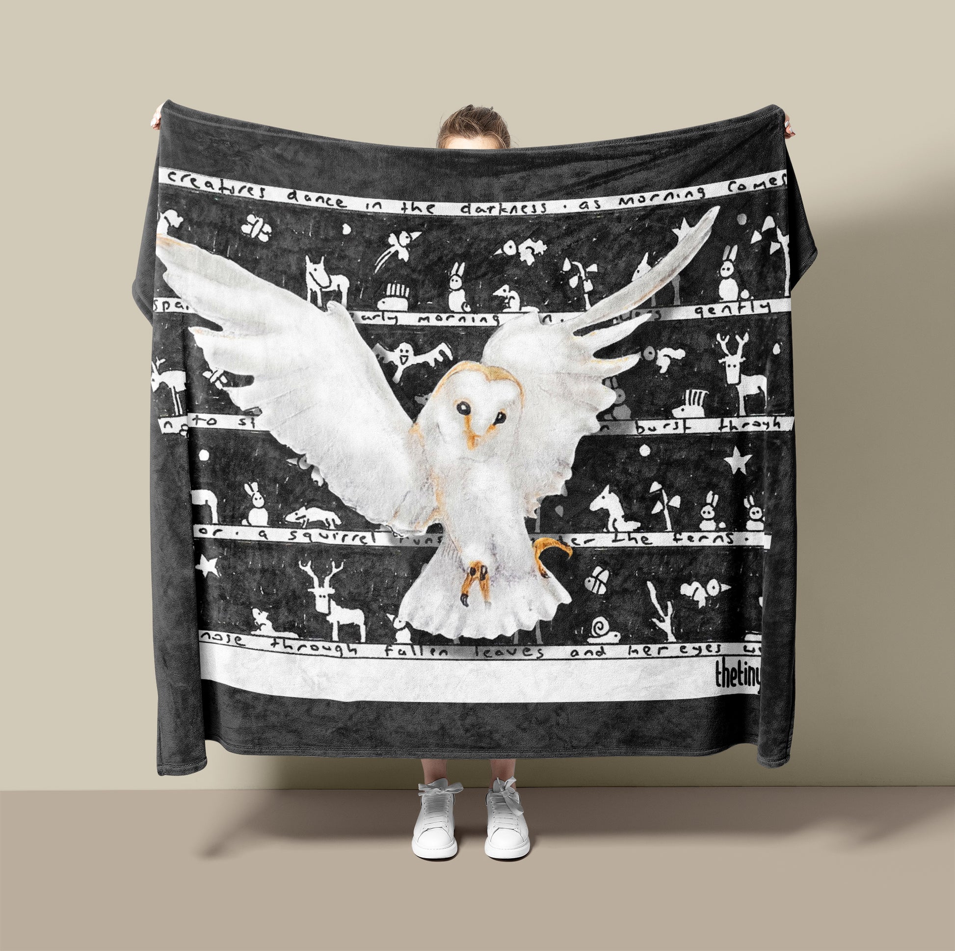 Owl Fleece Blanket - The Tiny Art Co