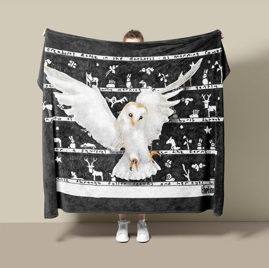 Owl Fleece Blanket - The Tiny Art Co