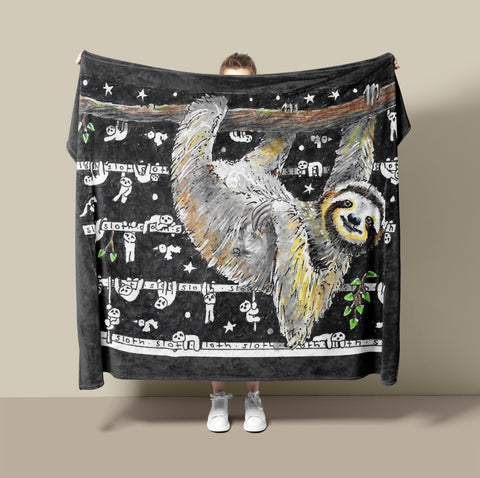 Sloth Fleece Blanket - The Tiny Art Co