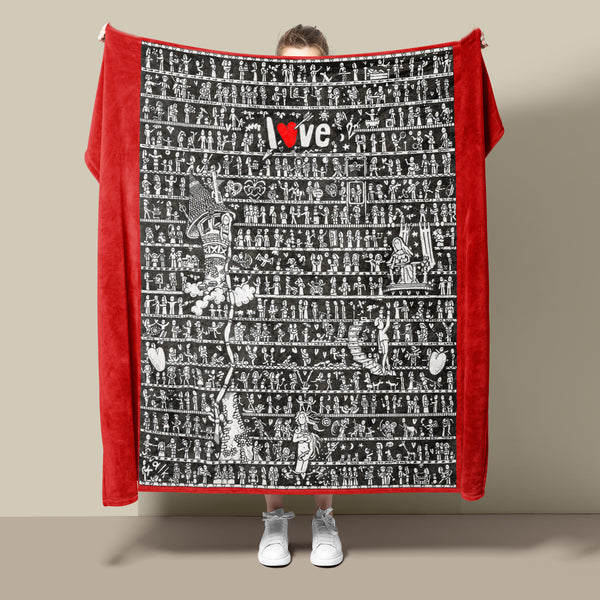 Love Fleece Blanket (red) - The Tiny Art Co