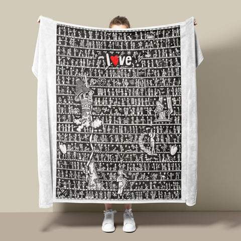 Love Fleece Blanket (white) - The Tiny Art Co