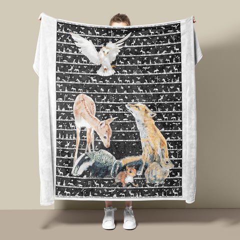 Woodland Fleece Blanket - The Tiny Art Co