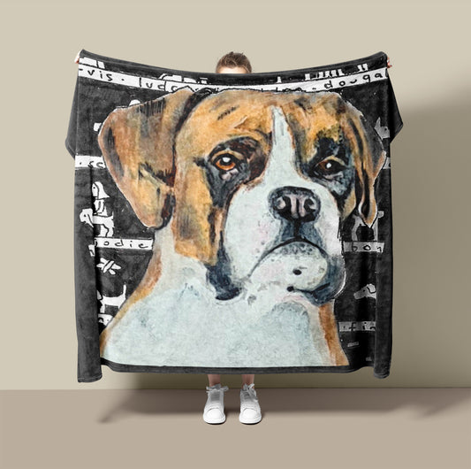 Dog Blanket - Boxer Dog Fleece Blanket - The Tiny Art Co