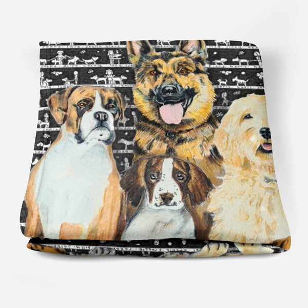 Dogs Fleece Blanket - The Tiny Art Co